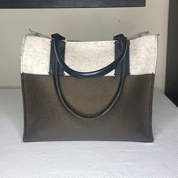 Graf Lantz Jaunt Merino Wool Green & White Tote - Picture 3 of 6